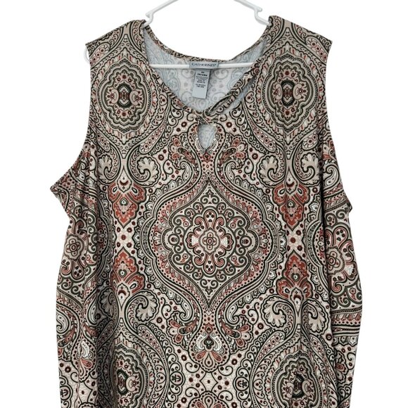 Catherines Womens Sleeveless Paisley Print Top 3X Polyester & Spandex Blend - Picture 8 of 9